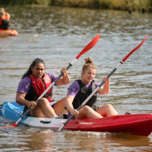ladies kayaking in Margam Park
